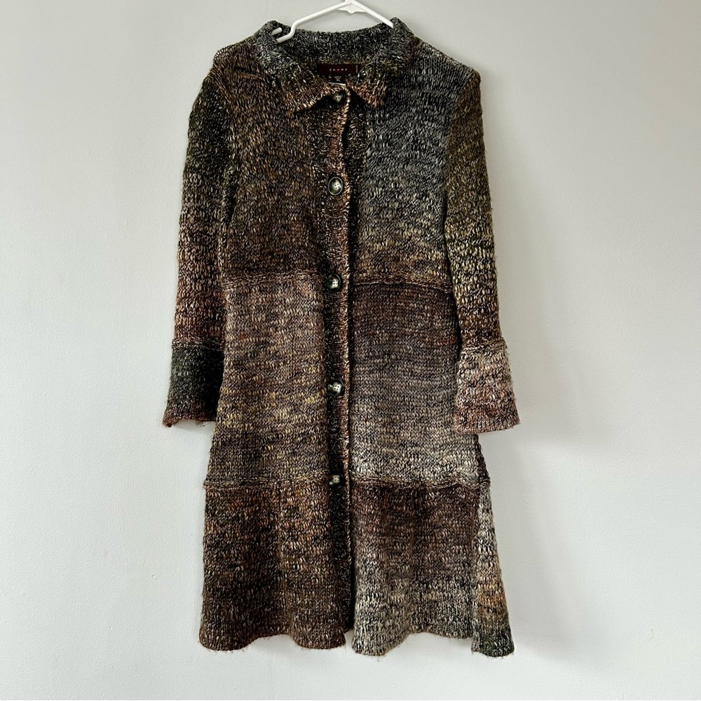 Fever Petite Chunky Knit Sweater Coat | Brown Marled | Size PL | EUC